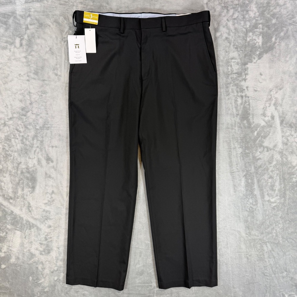 New J.M. Haggar Premium Stretch Dress Pants Mens Size 38x29 Black Formal